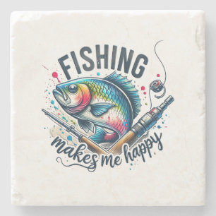 Fisher Gift Fishing Makes My Happy Stone Coaster
