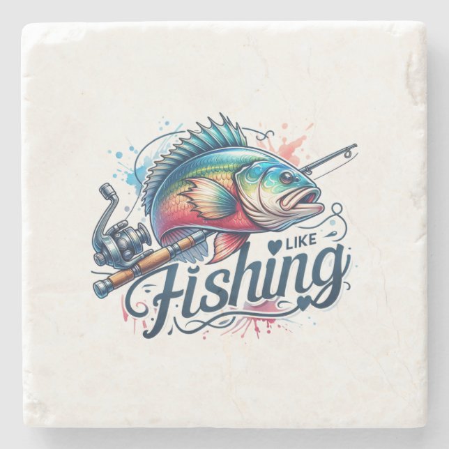Fisher Gift I Like Fishing Stone Coaster (Front)