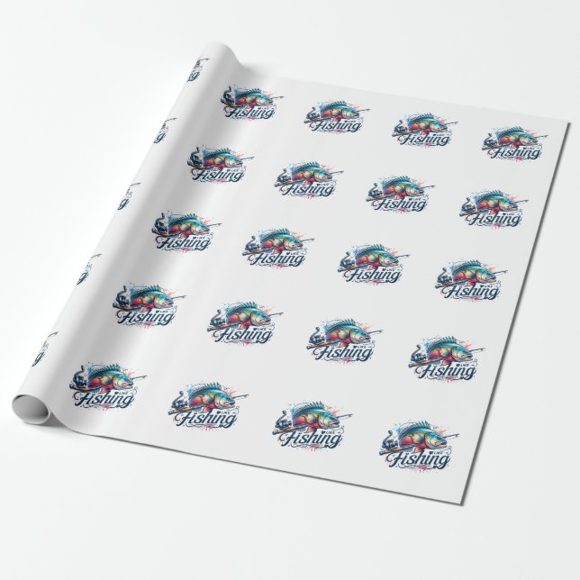 Fisher Gift I Like Fishing Wrapping Paper (Unrolled)