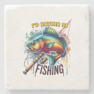 Fisher Gift I Would Rather Be Fishing Stone Coaster