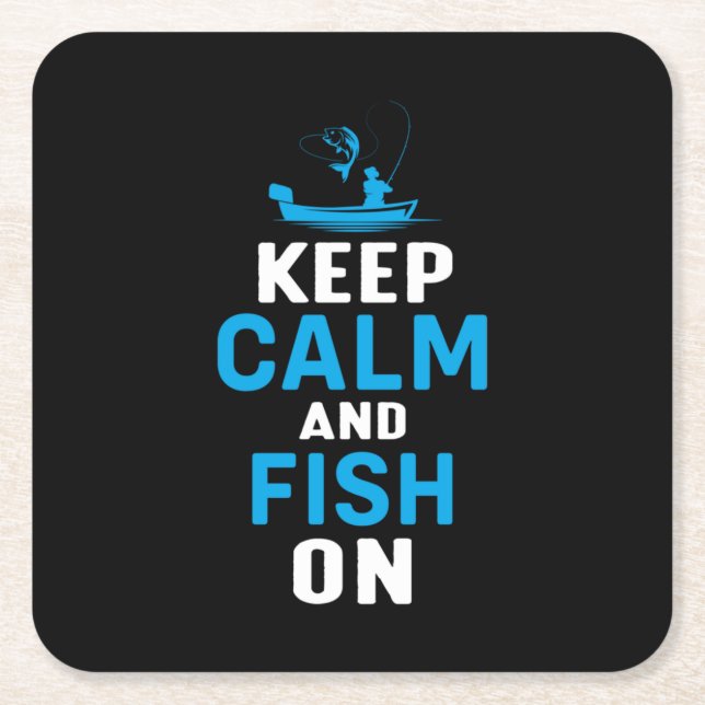 Fisher Gift Keep Calm And Fish On Square Paper Coaster (Front)