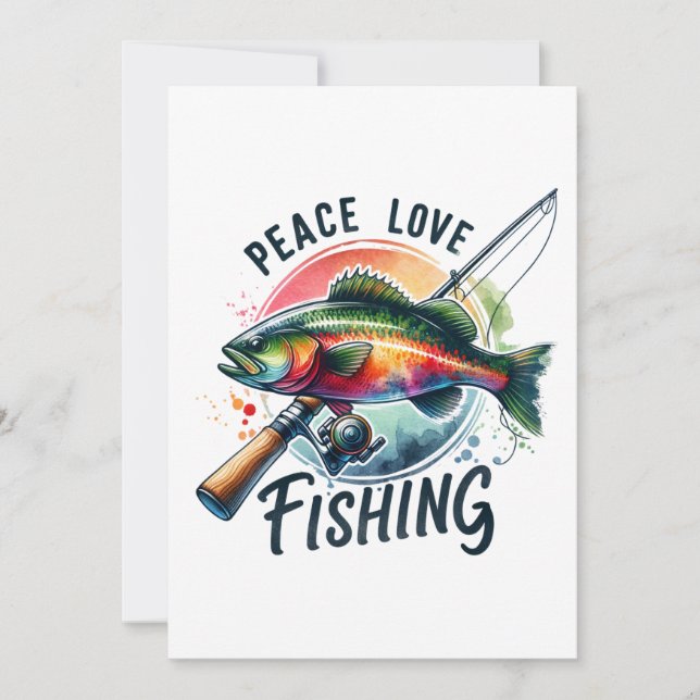 Fisher Gift Peace Love Fishing Holiday Card (Front)