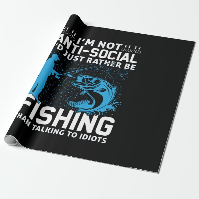 Fisher I Would Just Rather Be Fishing Wrapping Paper (Unrolled)