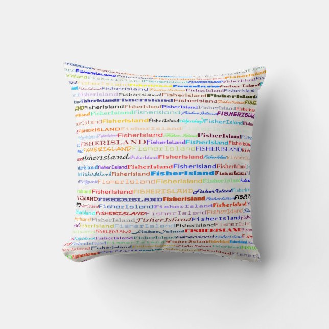 Fisher Island Text Design II Throw Pillow (Front)
