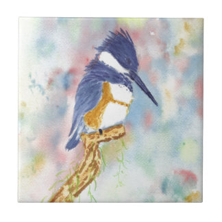 Fisher King, Kingfisher watercolor Ceramic Tile