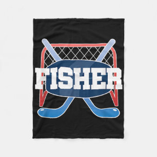 Fisher Name Boys Hockey Play Ice Rink Field Stick  Fleece Blanket