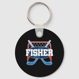 Fisher Name Boys Hockey Play Ice Rink Field Stick Key Ring