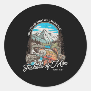 Fisher Of Men Matthew 419 Christian Fishing Dad Bi Classic Round Sticker
