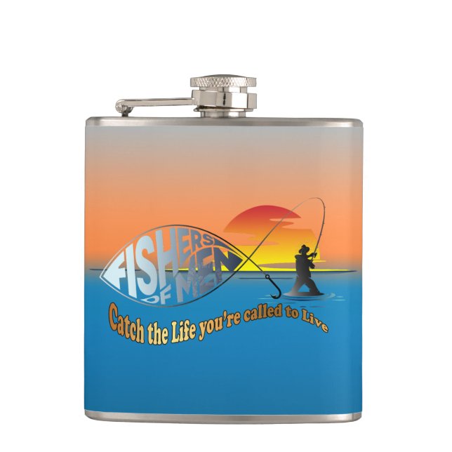 Fisher of Men | Vinyl Wrapped Hip Flask (Front)