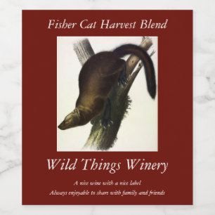 Fisher (Pennant's Marten or Cat Fisher) by Audubon Wine Label