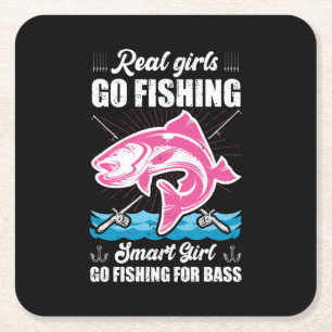 Fisher Smart Girls Go Fishing Square Paper Coaster