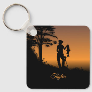 Fisher Woman at Dusk Personal Key Ring