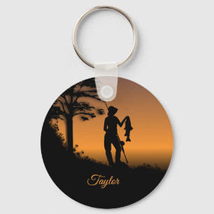 Fisher Woman at Dusk Personal Key Ring