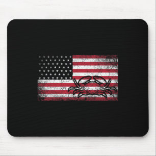 Fisherman American Flag 4th Of July T Shirt Crabbi Mouse Pad