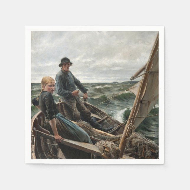 Fisherman and Daughter at Sea (by Albert Edelfelt) Napkin (Front)