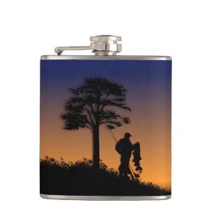 Fisherman at Dusk Hip Flask