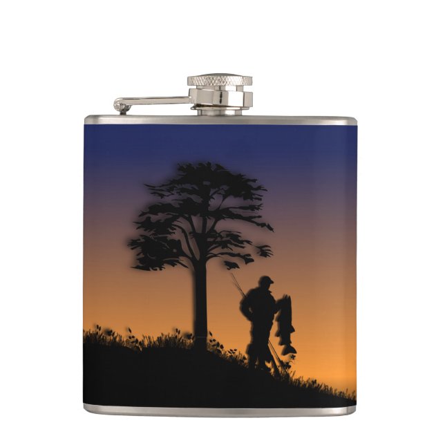 Fisherman at Dusk Hip Flask (Front)