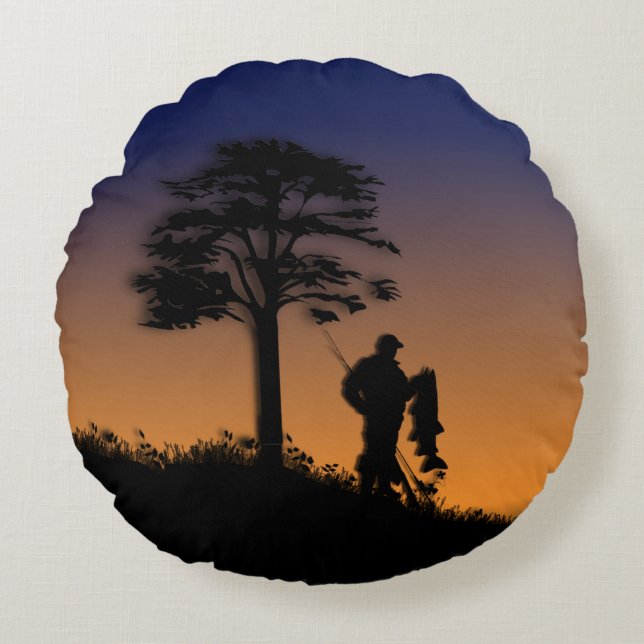 Fisherman at Dusk Round Cushion (Front)