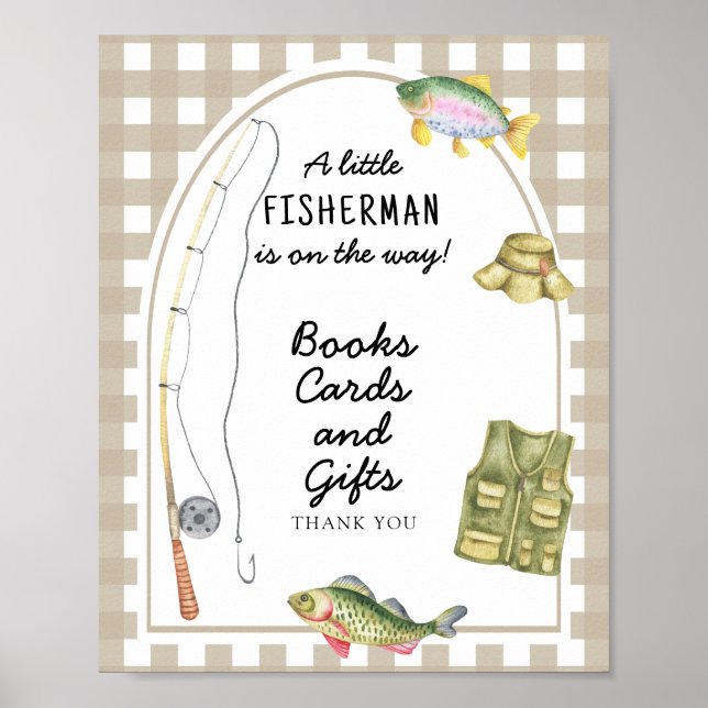 Fisherman baby shower - books cards and gifts poster (Front)