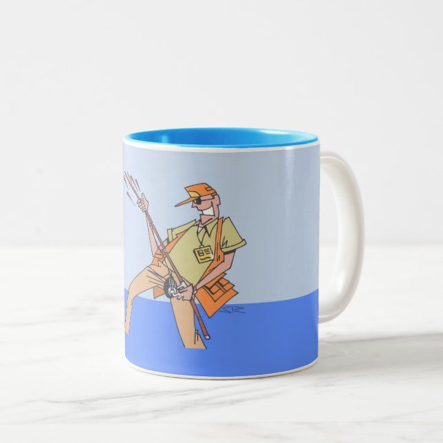 Fisherman blue left hand two tone mug (Front Right)