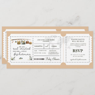 Fisherman Boarding Pass Boy Travel Baby Shower  Invitation