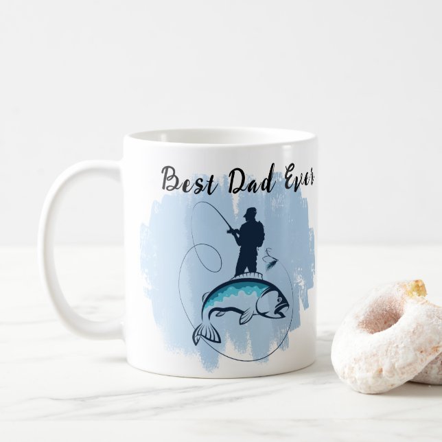 Fisherman Catching Large Fish Best Dad Ever Mug (With Donut)