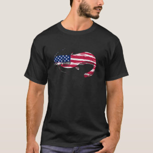 Fisherman Catfish USA Flag Fisher Freshwater Fishi T-Shirt