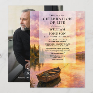 Fisherman Celebration of Life Funeral Photo Invitation