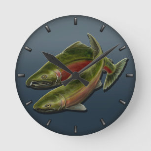 Fisherman Clock Coho Salmon Fish Wall Clocks Gifts