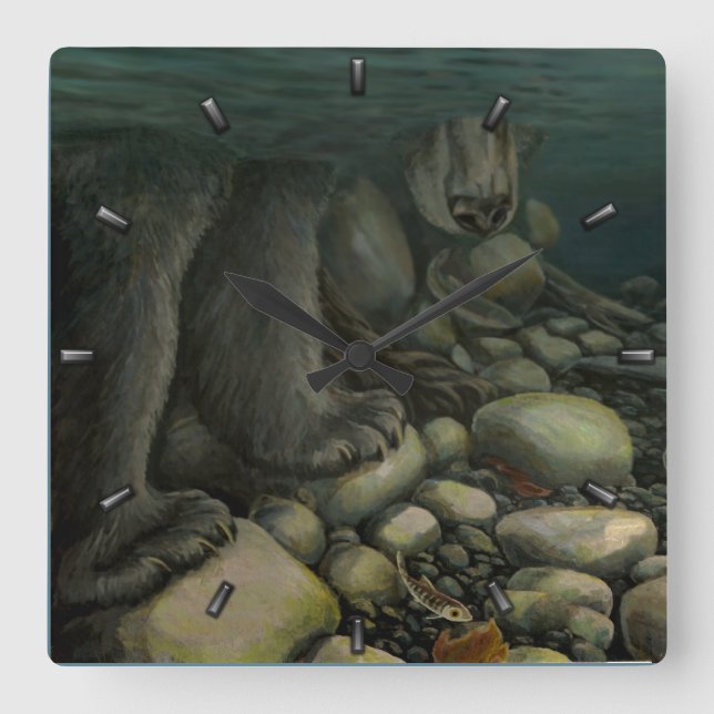 Fisherman Clock Fishing Bear Wall Clocks Gifts (Front)