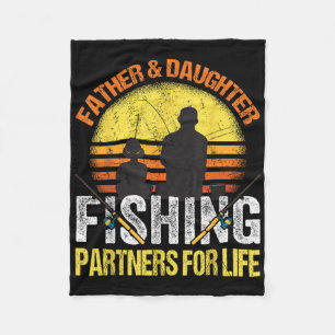 Fisherman Dad And Daughter Fishing Partners For Li Fleece Blanket