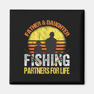 Fisherman Dad And Daughter Fishing Partners For Li Magnet