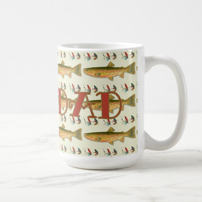 Fisherman Dad Trout Pattern Coffee Mug (Right)