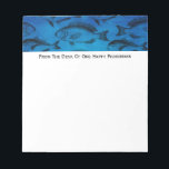 Fisherman Dad's Retirement Desk Pad<br><div class="desc">Wonderful blue background accents the vintage fish pattern black graphic art. Monogram this note pad for the office, man cave,  workshop or for jotting down your list of fishing supplies.</div>