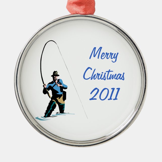 Fisherman Design Metal Ornament (Front)