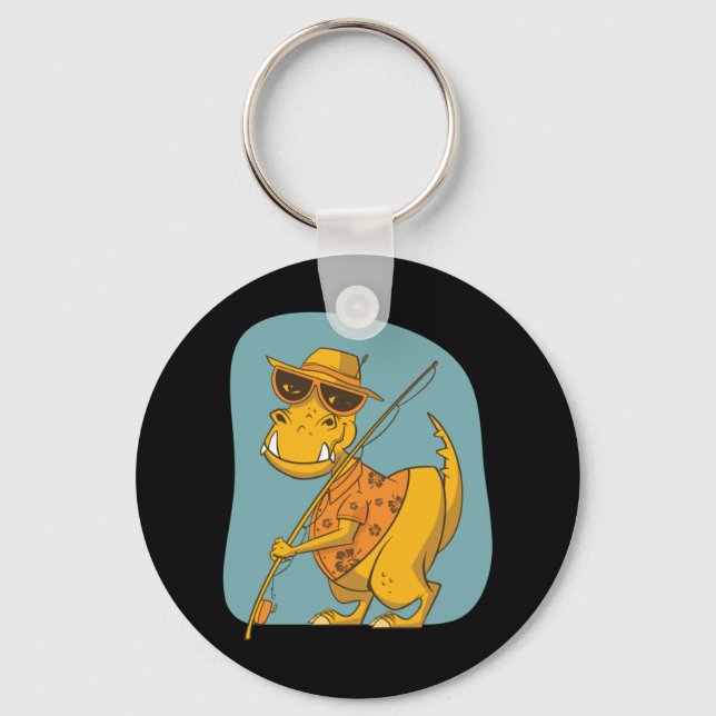 Fisherman Dinosaur  Key Ring (Front)
