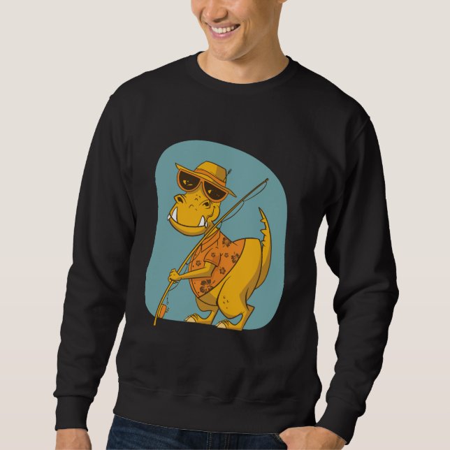 Fisherman Dinosaur  Sweatshirt (Front)