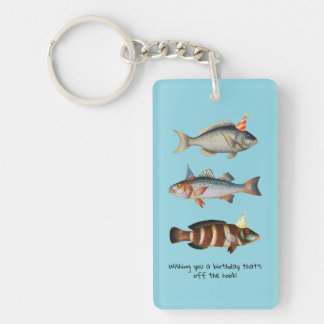 Fisherman Fish Hat Fun Birthday Key Ring