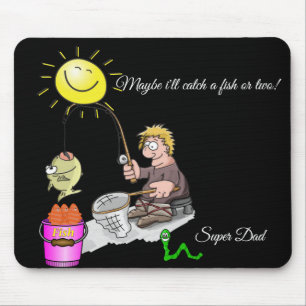 Fisherman Fish Sun Super Dad  Mouse Pad! Mouse Pad