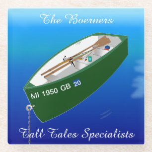 Fisherman Fishing Camp Sign Row Glass Coaster