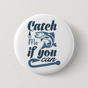 Fisherman fishing fresh fish 6 cm round badge