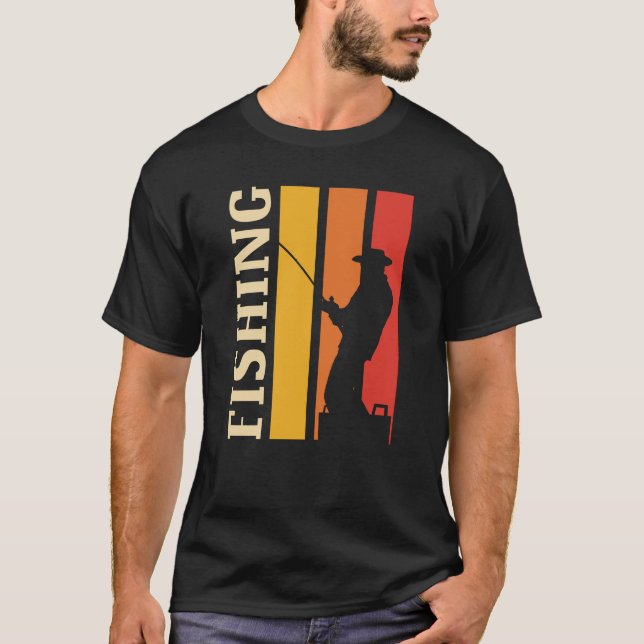 Fisherman Fishing in Sunset  T-Shirt (Front)