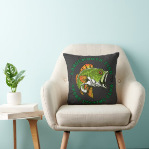 Fisherman Fishing Large Mouth Bass   Cushion