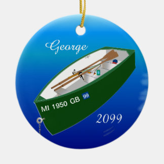 Fisherman Fishing Row Boat Rod Personalised Ceramic Ornament