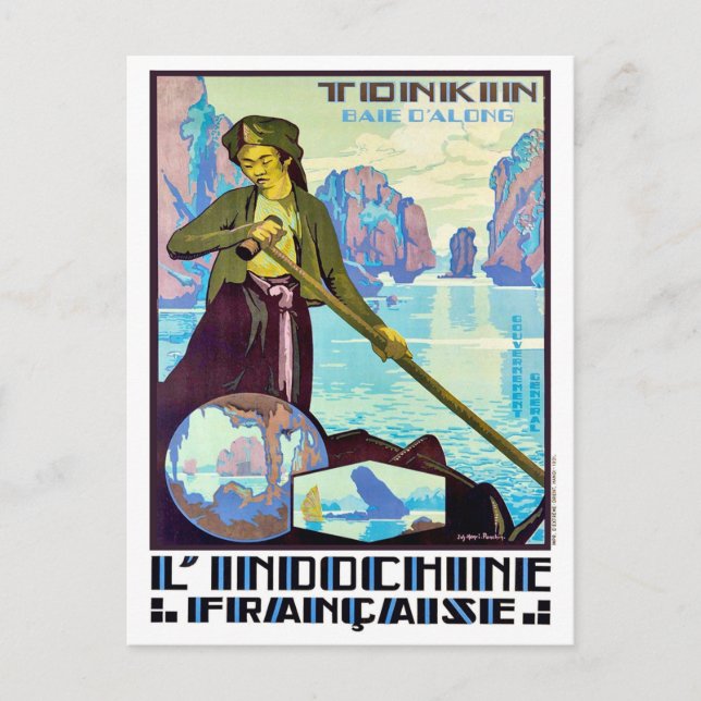 Fisherman from Tonkin, red river, vintage travel Postcard (Front)