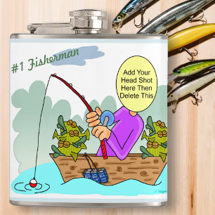 Fisherman Funny Cartoon Hip Flask