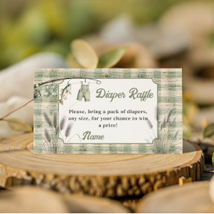 Fisherman Gingham Clothesline Fishing Baby Shower Enclosure Card