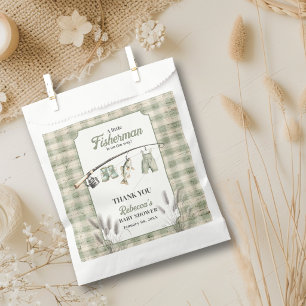Fisherman Gingham Clothesline Fishing Baby Shower Favour Bag