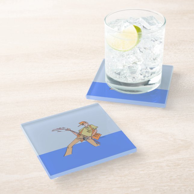 Fisherman glass coaster (Angled)