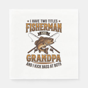 Fisherman Grandpa Vintage Engraving Fishing Shirt_ Napkin